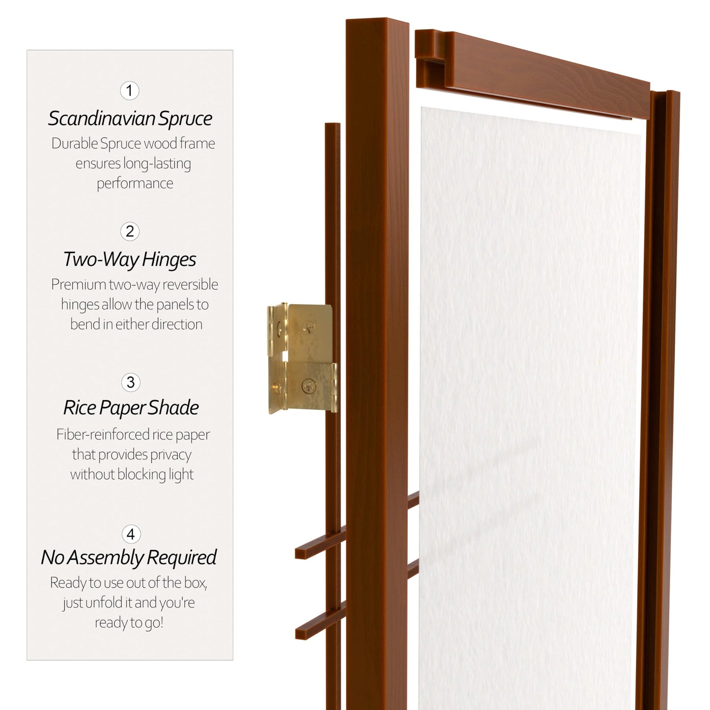 3 ft. Short Double Cross Shoji Screen - Walnut - 3 Panels