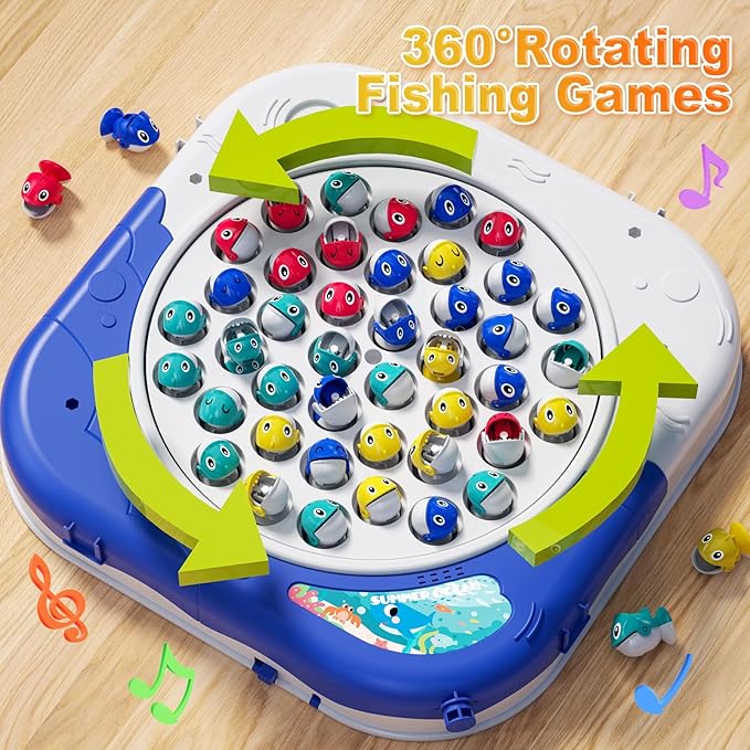 Magnetic Fishing Game for Kids Toddlers Ages 1-3 3-5 5-7 Fish Toy Board Game for Toddlers 1 2 3 4 5 6 7 8 Years Old Fishing Table Toys Birthday Gifts