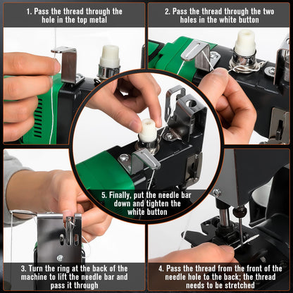 Cordless Bag Closing Machine with 2x3.0A Batteries, Brushless Motor, Battery Bag Sewing Machine Portable Bag Closer Stitcher Packing Machine for Feed Sacks, Rice Bags, Burlap Sack
