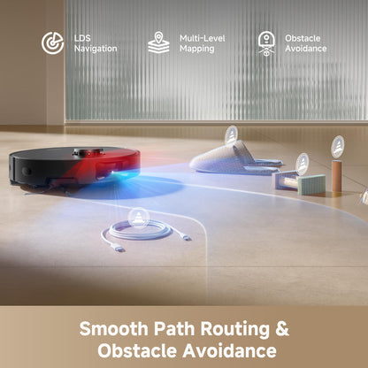 DREAME D20 Pro Plus Robot Vacuum, 13,000Pa Suction, DuoBrush for Pet Hair, Corner Cleaning, Self Emptying, LDS Navigation Laser Avoidance, Vacuum Mop, Hard Floors&Carpets (Black)