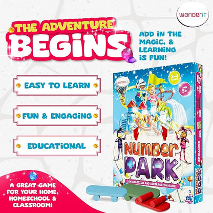 Number Park - Addition &amp Subtraction Math Games for Kids Ages 5-8 - Fun Educational Learning Game - Board Games for Kindergarten &amp Up - Gift