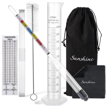 AOZ LIbei Hydrometer Set - for Mead, Wine, Kombucha and Home Brew Beer, Alcohol Tester Accessories Moonshine Still Kit Complete for Home Test Equipment-Specific Gravity Abv Tester