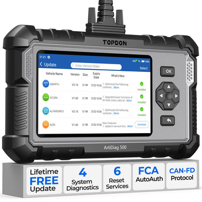 TOPDON AD500 OBD2 Scanner Car Code Reader Scan Tool, Engine ABS SRS Transmission Diagnostics Tool, Oil/Throttle/SAS/TPMS/BMS/EPB Reset Car Scanner, Free Upgrade for DIY