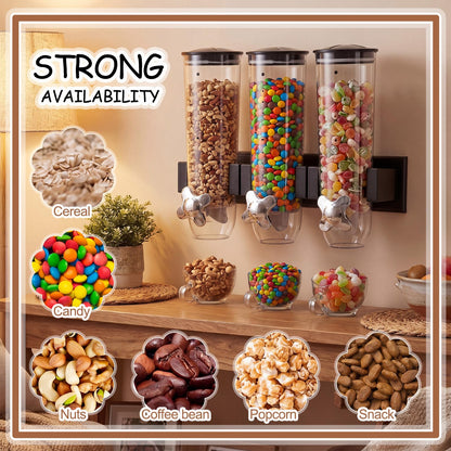 Lounsweer 9 Pcs Wall Mounted Cereal Dispenser with 1pcs Treat Yourself Neon Signs 13.5 L Candy Machine Grain Dispenser Neon Snack Sign Wall Mount for Home Kitchen Food Store Birthday Gift Party Decor