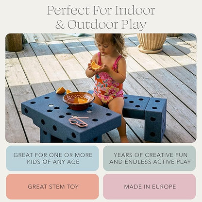 PLAYSMOL MODU Dreamer Set – Large Building Blocks for Toddlers &amp Kids 25 Different Creations Children Toys &amp Gifts Easy Assembly and Responsibly Made (Blue)