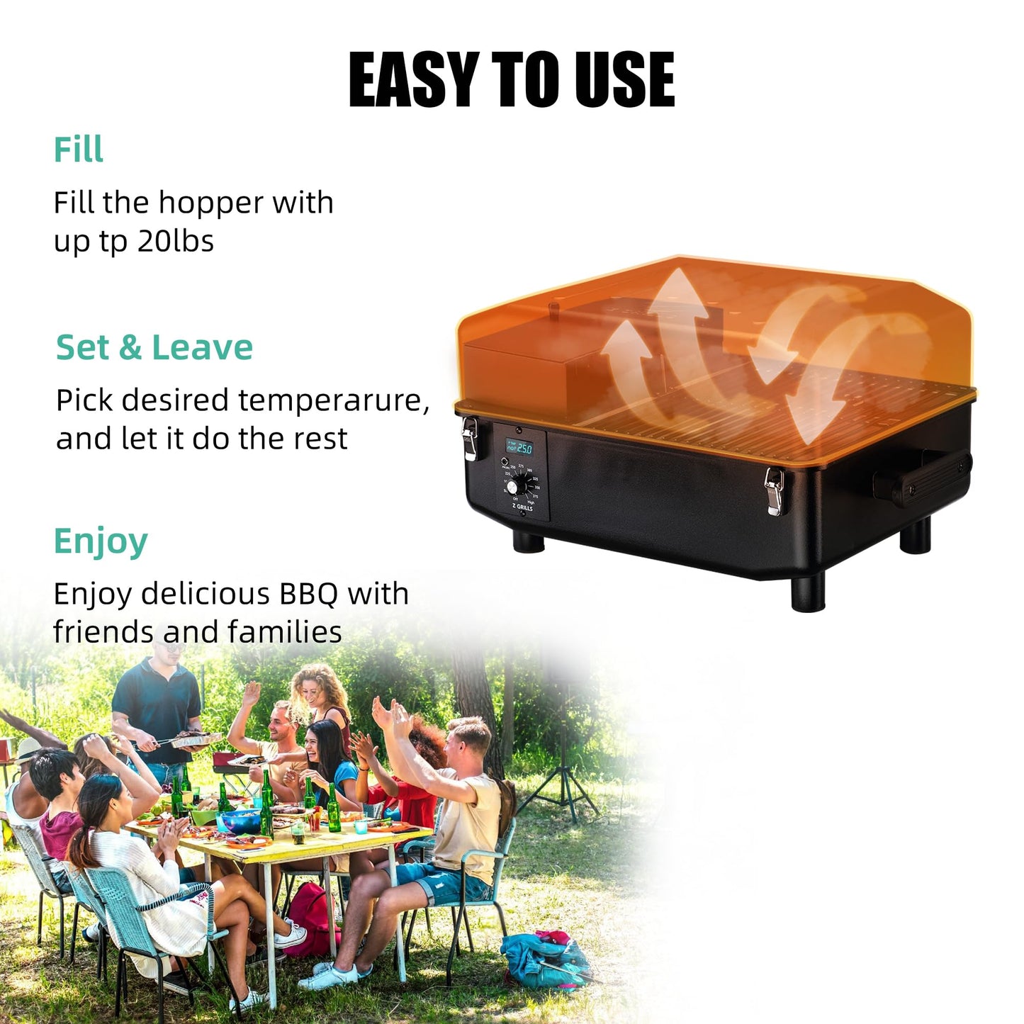 Z GRILLS 2026 200A Table Top Wood Pellet Grill, Pellet Smoker with PID V3.0 Controller, Meat Probes, 202 sq.in Cooking Area, Fit for RVs, Road Trips & Apartments