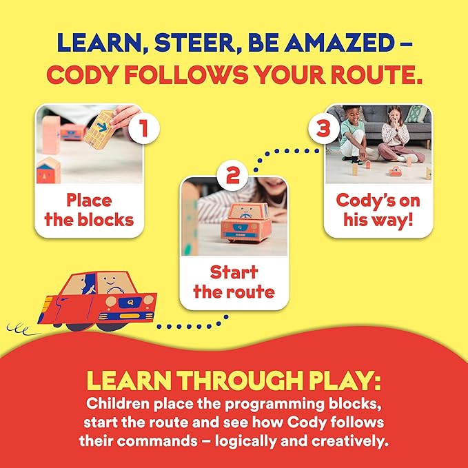 Cody Block U-Turn Expansion Set Educational Wooden Building Blocks and Car STEM Toys for Preschool Kids Ages 3+