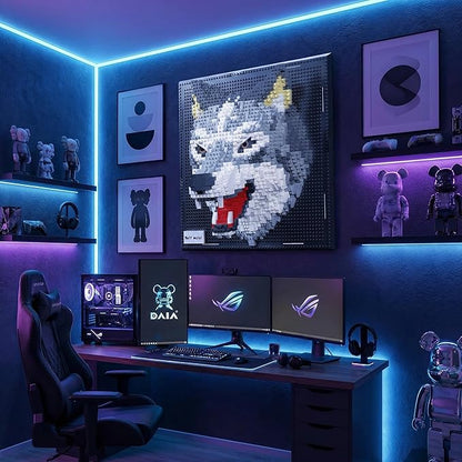 Wolf 3D Wall Art Micro Mini Building Blocks Set for Adults Animal Display Model for Wall or Tabletop Decor 2214 Pieces Micro Bricks with Instructions Creative Gift for Teens &amp Adult