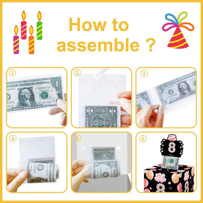 Surprise Gift Box for 8th Birthday Party, Happy Birthday Money Gift Boxes with 35PCS Bags