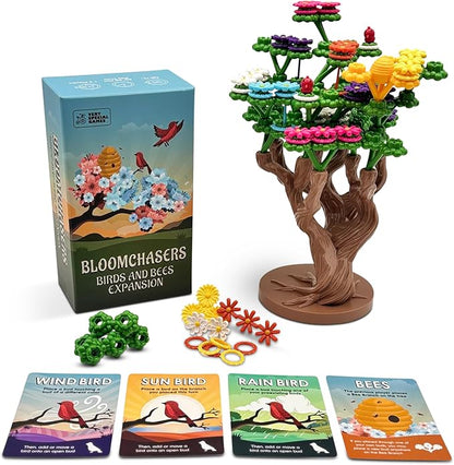 Bloomchasers Birds and Bees Expansion Pack 3D Flower Stacking Tree Building Board Game for Families and Adults Light Strategy Beautiful Fun &amp Competitive 1-6 Players Age 12+