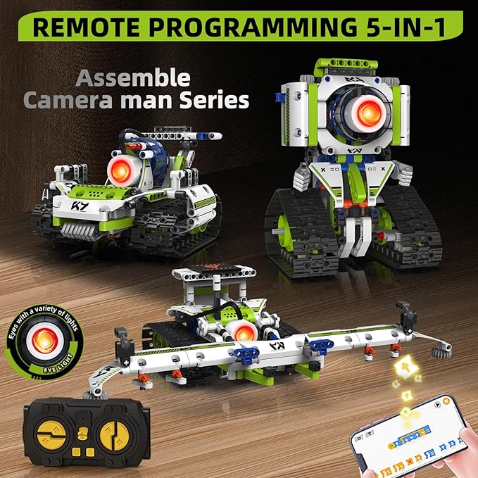 STEM Robot Building Kit Toys for Kids Ages 8-122025 New 5 In1 STEM Toys Robotics Set for Boys Girls337 Pcs Blocks App &amp Remote Control Robot Building Set Science Kit for Kids 8-12
