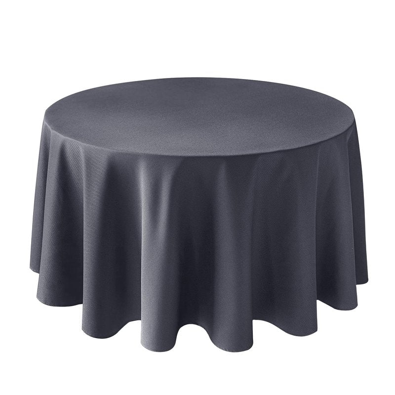 Biscaynebay Textured Fabric Round Tablecloths 108", Dark Grey Water Resistant Washable Table Cloth Circle Folding Table Covers Linen for Dining, Kitchen, Wedding, Parties etc