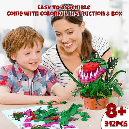 Audrey 2 Piranha Plant Building Toys Sets Little Shop of Horrors Flowers Cannibal with Openable Mouth Building Blocks Gift for TV Fans Halloween Christmas Kids Ages 8+