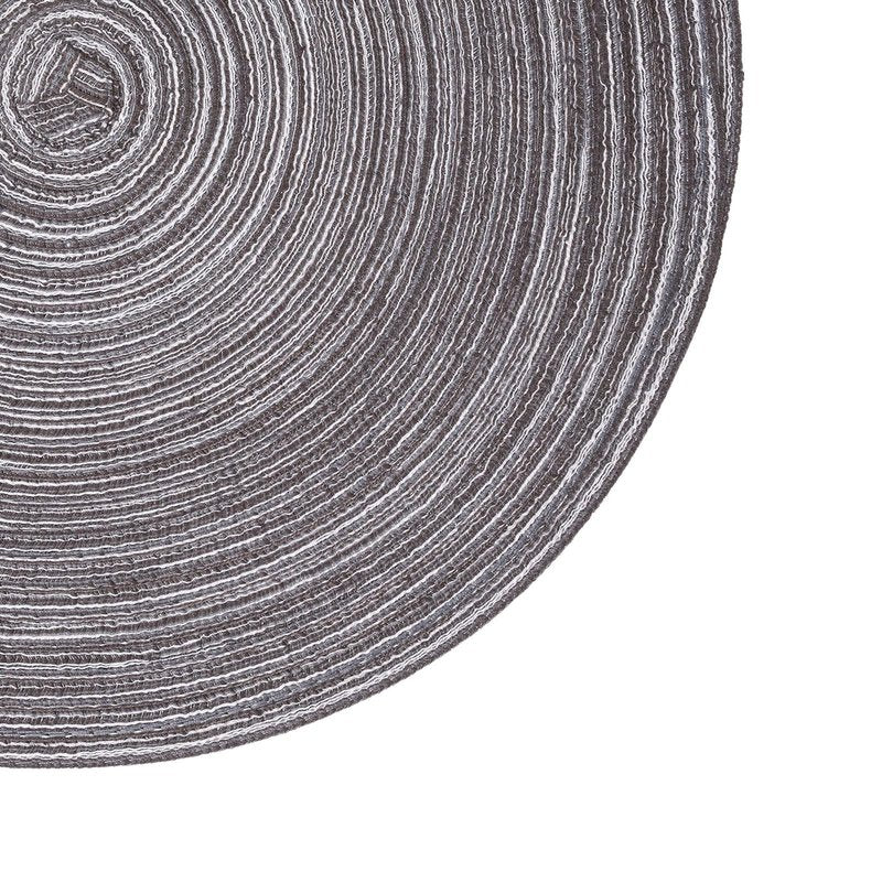 SHACOS Round Braided Placemats Set of 8 Round Table Mats for Dining Tables Non Slip Washable (Black Grey, 8)