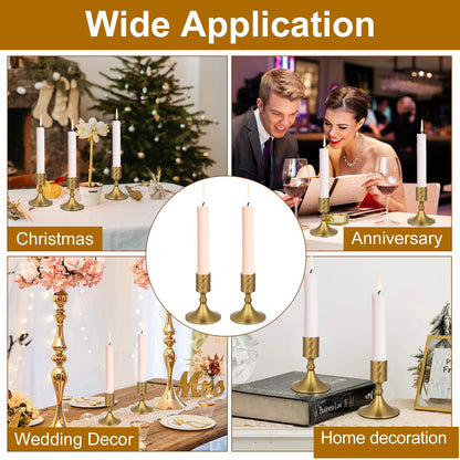 Mofunci Candlestick Holders Taper Candle Holders, Gold Candle Stick Holders Decor for Wedding Christmas Birthday Party Holiday, Short Candle Holders for Table Centerpieces Home Decor, Set of 2