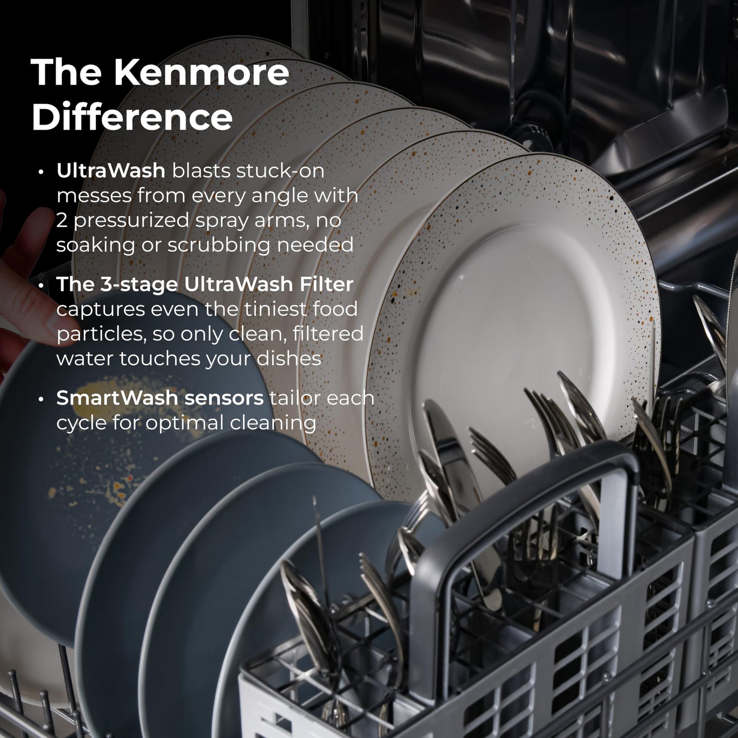 Kenmore 22-14582 24" Built-In Dishwasher - UltraWash, SmartWash, Sanitize Rinse, SmartDry, and Leak Detection - 14 Place Settings - 57 DBA - ENERGY STAR Certified - 24" - White