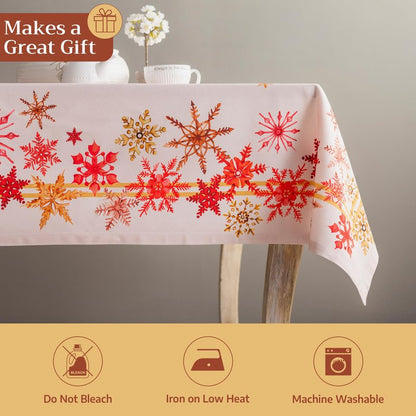 Maison d' Hermine Table Cloth Square Table 100% Cotton 60 x 60 Inches Fall Tablecloth Reusable Everyday Use for Thanksgiving Christmas Decorations Dining Farmhouse Party (Crystal Star)