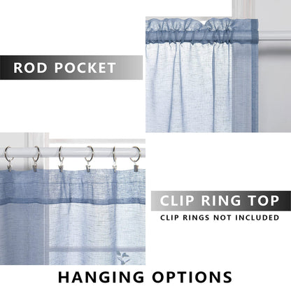 KOUFALL Nursery Curtains Baby Boys Room,Light Dusty Blue Sheer Classroom Curtains for Windows,63 Inch Length 2 Panel Set