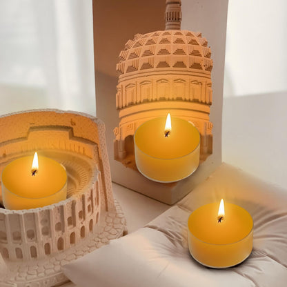 Round Shape Beeswax Tealight Candles, 24 Pack Handmade Natural Beeswax Tea Light Candles Set, Clear Cup Yellow Bees Wax Tealight 6 Hour Burn Time for Home Decor, Shabbat, Wedding, Emergency