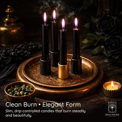 SOUL STICKS Protection Magic Spell Chime Taper Candles Deep Purple 20 Pack - Colored Unscented Chime Candles for Altar, Rituals, Ceremonies, Meditation Witchcraft Supplies, Wiccan, Candles Clearance