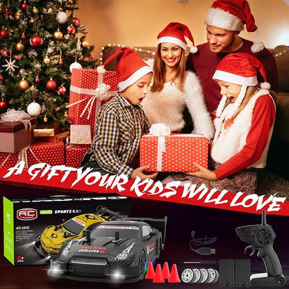 RC Drift Car 1:20 Scale Remote Control Cars 2.4GHz 4WD High Speed RTR Racing Vehicle with LED Lights 2 Rechargeable Batteries and Drifting Tires Racing Sport Toy Car for Adults Kids Boys Girls