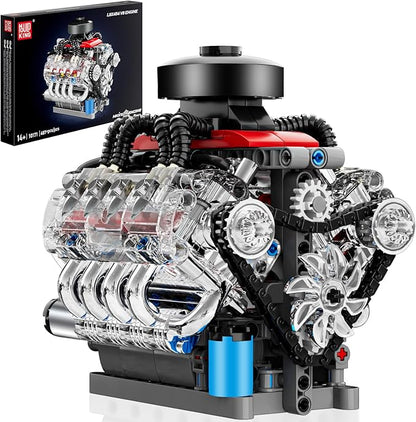 Mould King Mini V8 Engine Kits That Runs Build Your Own Visible Car Motor Physical Science Experiment Models for Teens Best STEM Toy Gifts for 14+ and Adult 10171 (487 Pcs)
