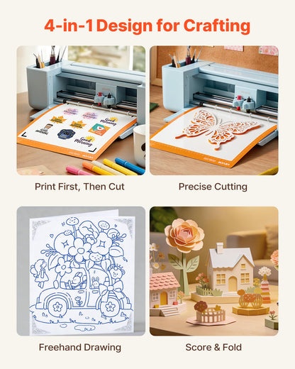 VEVOR Vinyl Cutting Machine, 12 in, Button-Controlled Vinyl Cutter, 20000+ Built-in Design Resources, Compatible with Mac, Windows, Android and iOS, for Creating Customized Crafts Cards, Home Decor