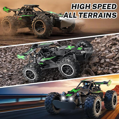 ACAMMZAR Remote Control Car 1:18 High Speed RC Cars for Kids 20KM/H Monster RC Truck Off Road with Lights Toys for Boys Green