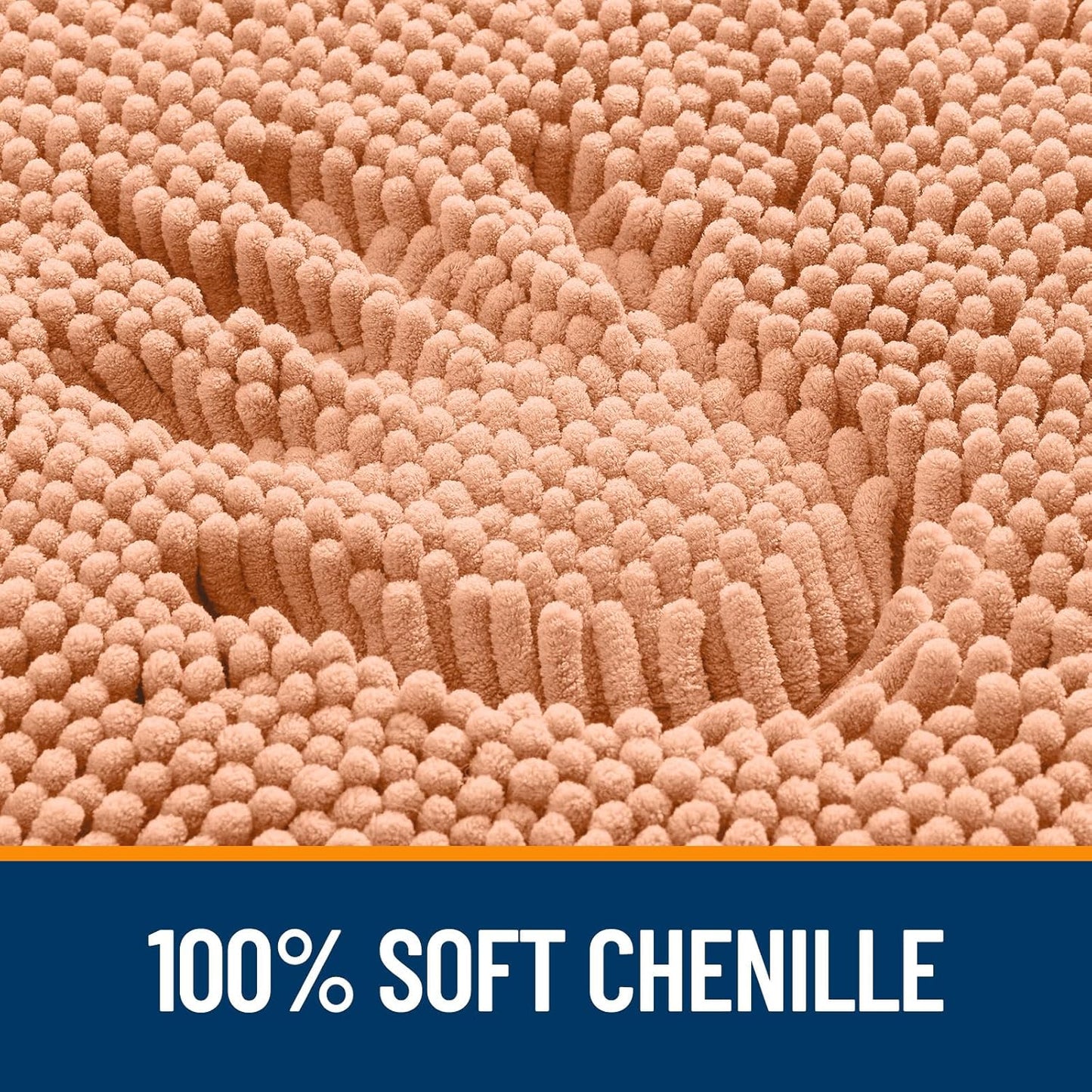 OLANLY Bathroom Rugs - Extra Soft Chenille Bath Mats | Quick-Dry, Machine Washable, 36x24, Peach
