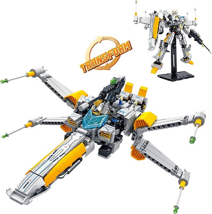 SEMKY Space Series FX1 Spacecraft (Variable Robots) MOC Building Blocks Set (704Pieces) Space Model Gifts for Kid and Space Fans