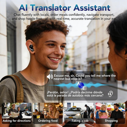 QYGCKJ NE79 Translation Earbuds Real Time, 2026 New AI 165 Language Translator Earbuds, Audifonos Traductores Inglés Español, Translate Ear Buds for Travel Learning Learning