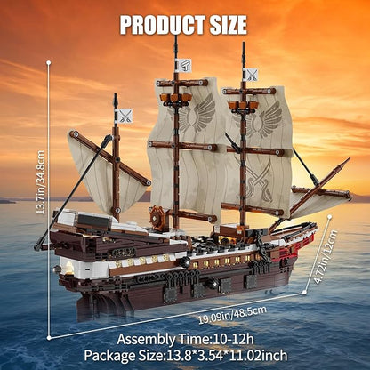 TYCOLE Pirate Ship Building Set with Lights - Mayflower Ship Model ToyGreat Home&ampOffice Decoration for Pirates FansIdea Choice for Adults and Boys Aged 8-14 as Birthday Christmas Gifts(2076PCS)