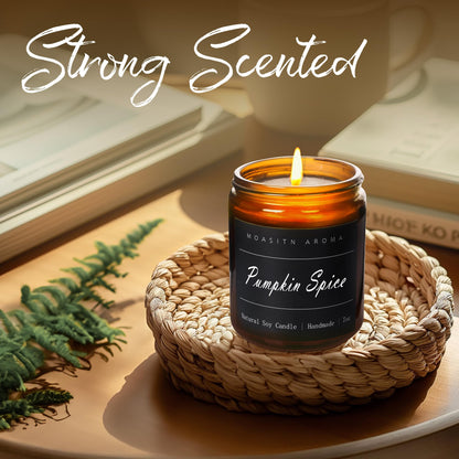 MOASITN Pumpkin Spice Heavenly Scented Candles for Home| Natural Soy Fall Candle| Handmade Long Lasting Aromatherapy Candle| Jar Candel for Women,Men as Halloween,Birthday,Relaxing Gifts| 7oz