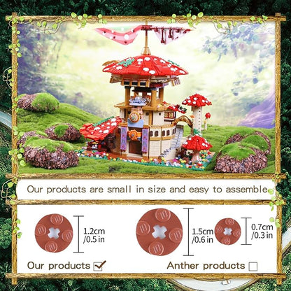 2763PCS Mushroom House Building BlocksCreative Ideals Ganoderma Hotel Building Blocks Perfect Choice for 6+ Boys Girls or Adults