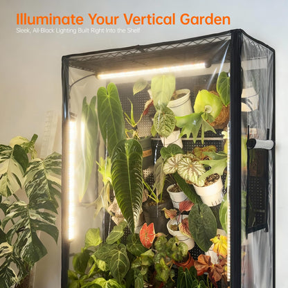 Bstrip Indoor Greenhouse Cabinet with Pegboard, Indoor Greenhouse with Grow Light, 4 Pack 96W Full Spectrum Plant Lights, Ideal for Indoor Plant, Foliage Plants, 35.4"x13.8"x71"
