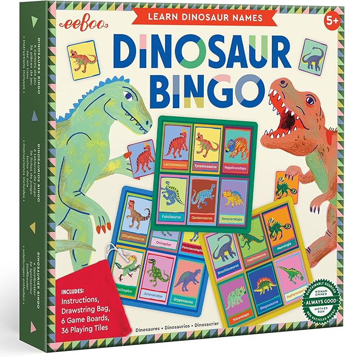 eeBoo: Dinosaur Bingo for Kids Ages 5+ Prehistoric Theme Learning Game That Teaches Dinosaur Names &amp Builds Vocabulary