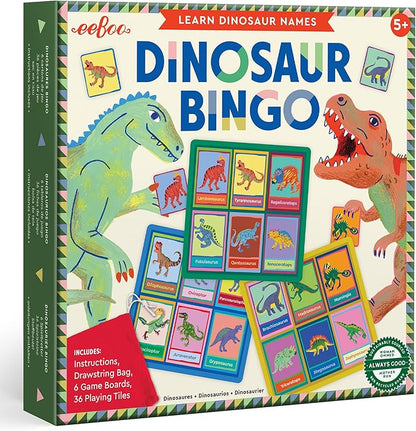 eeBoo: Dinosaur Bingo for Kids Ages 5+ Prehistoric Theme Learning Game That Teaches Dinosaur Names &amp Builds Vocabulary