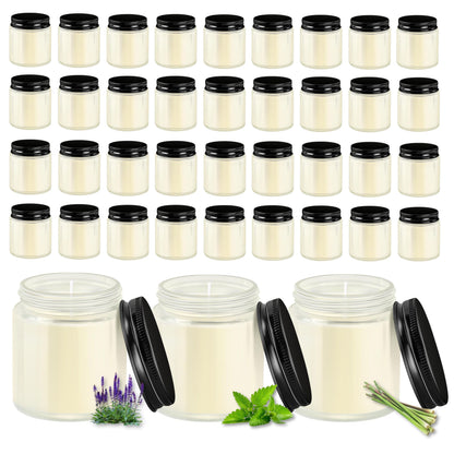 ACITHGL 36 Pcs 4oz Mini Mason Jar Candles Small Scented Candles Bulk Aromatherapy Ideal Souvenir Favors for Wedding Birthday Party (Sage, Mint, Citronella, Black)