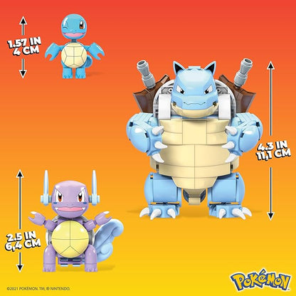 MEGA Pokémon Action Figure Building Toys for Kids Squirtle Evolution Set with 379 Pieces 3 Characters Wartortle and Blastoise