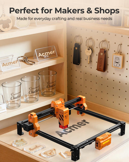 ACMER Laser Engraver Machine, Upgrade S2 7000mW Laser Cutter, 0.01mm Precision, 300×300mm Engraving Area, 10000mm/min Speed, for Wood, Metal, Acrylic, Leather, DIY & Education