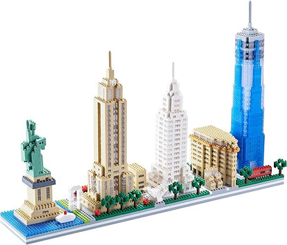 YaJie New York Skyline Micro Mini Blocks Building Set Collection Model Kit - Detailed City Architecture for Adults（3452 Pcs）