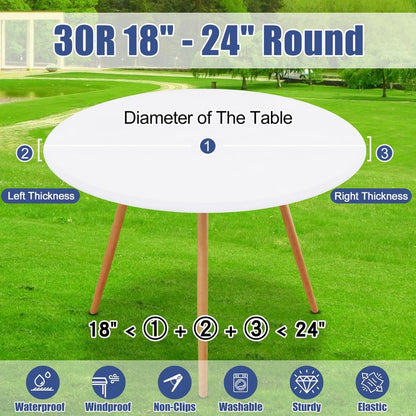 Moosfor Round Spandex Tablecloth, Elastic Fitted Waterproof Tablecloths for 18"-24" Tables, Stretch Washable Picnic Table Cover for Camping, Dining, Indoor and Outdoor, White