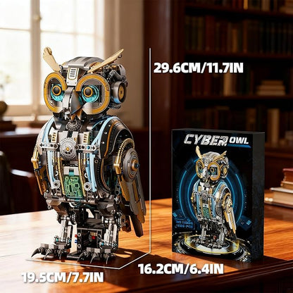 Mechanical Owl Building Blocks Engineering Construction Set for Kids and Adults Detailed Mechanical Model with Gears and Lights for Collectors