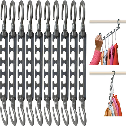 Wonder Hanger Max 10-Pack Space Saving Hangers - 360° Swivel Hooks for Dorms & Closets - Grey