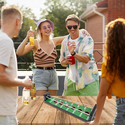 Shoot The Moon Game Large 17.5 inchesClassic Desktop Games Solid Wood Board with Metal Ball and Rods Billiard StyleRetro Balancing Game for Family and Bar (Green)