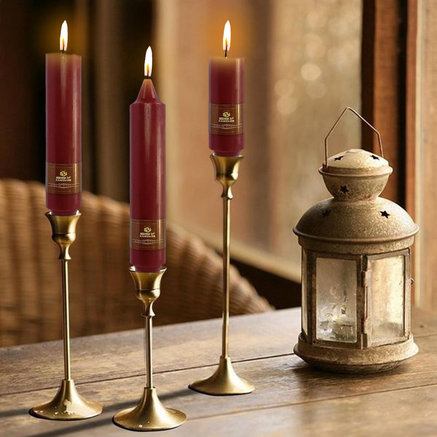 RedTaper Candle Smokeless Candles Red Candlesticks 7 INCH Short Candle Sticks Unscented Candles Odorless Candle for Dinner Home Décor Weddings Festive Seasons Holiday