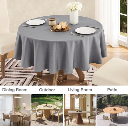 Veblandy Tablecloth Linen Textured Waterproof & Stain Resistant Table Cloth Wrinkle Free Decorative Fabric Farmhouse Table Cover for Dining/Party/Buffet/Wedding, 60 x 60 Inch, Dark Grey