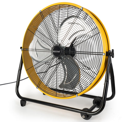 BEESTAR 24 Inch Industrial Drum Fan, High Velocity Heavy Duty Metal Fan 8800CFM 3 Speed 360° Tilt 1/3HP Motor Larg for Garage,Warehouse,Greenhouse,Shop,Workship,Basement (24 INCH)
