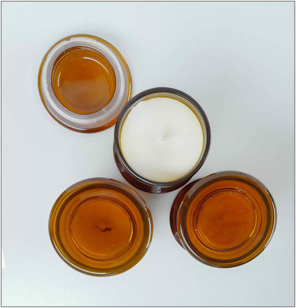 Royal Home Luxury Scented Candle with Wooden Wick in Artistic Glass Jar and Value Added Botanic Scented Ornament, Natural Botanical Fragrance, Velour Glow Scent with Sandalwood Amber and Vanilla