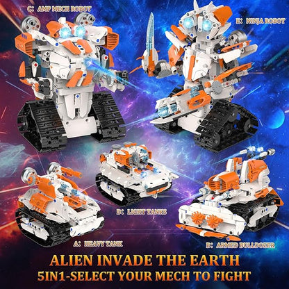 5in1 STEM Robot Building Toys for Kids Remote &amp APP Controlled Robot Car Tank STEM Building Kit for Kids Science Learning 689 Pcs DIY Building Blocks Set Gifts for Age 6 7 8 9 10 11 12+ Boys &am